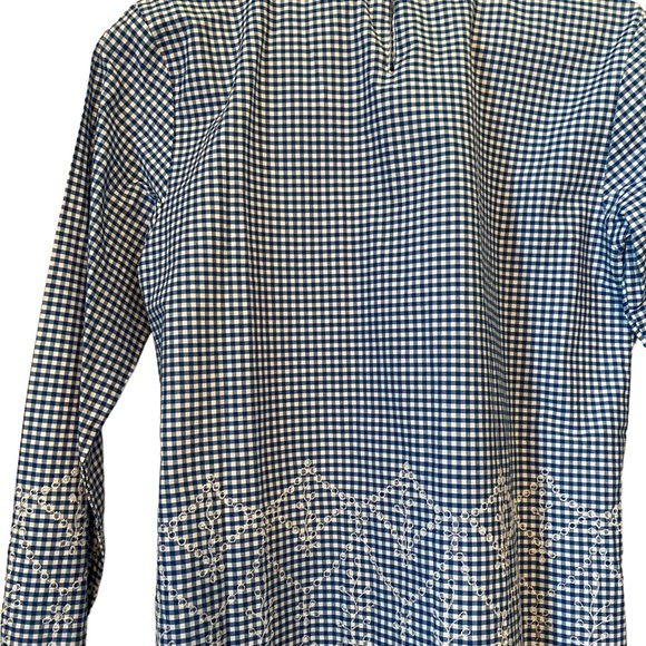 Saint Martin Blue and White Gingham Embroidered Top - Picture 11 of 12